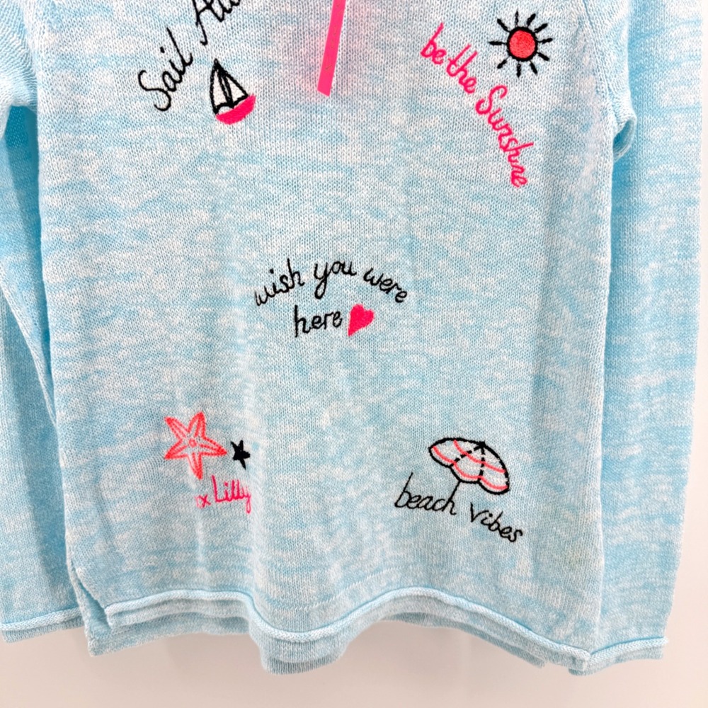 NEW Lilly Pulitzer Danette Sweater Womens Small Blue Sailabration Embroidered - Picture 12 of 12